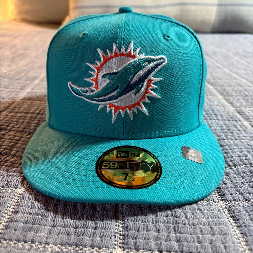 New Era 59FIFTY Miami Dolphins Fitted Hat 7 1/2 Teal NFL On-Field Cap